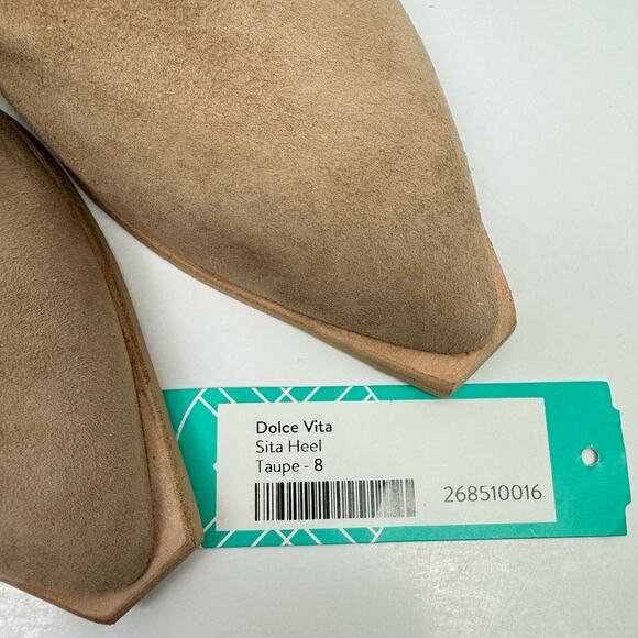 NEW Dolce Vita Sita Tan Suede Leather Western Slide Heel Mules - Picture 9 of 11